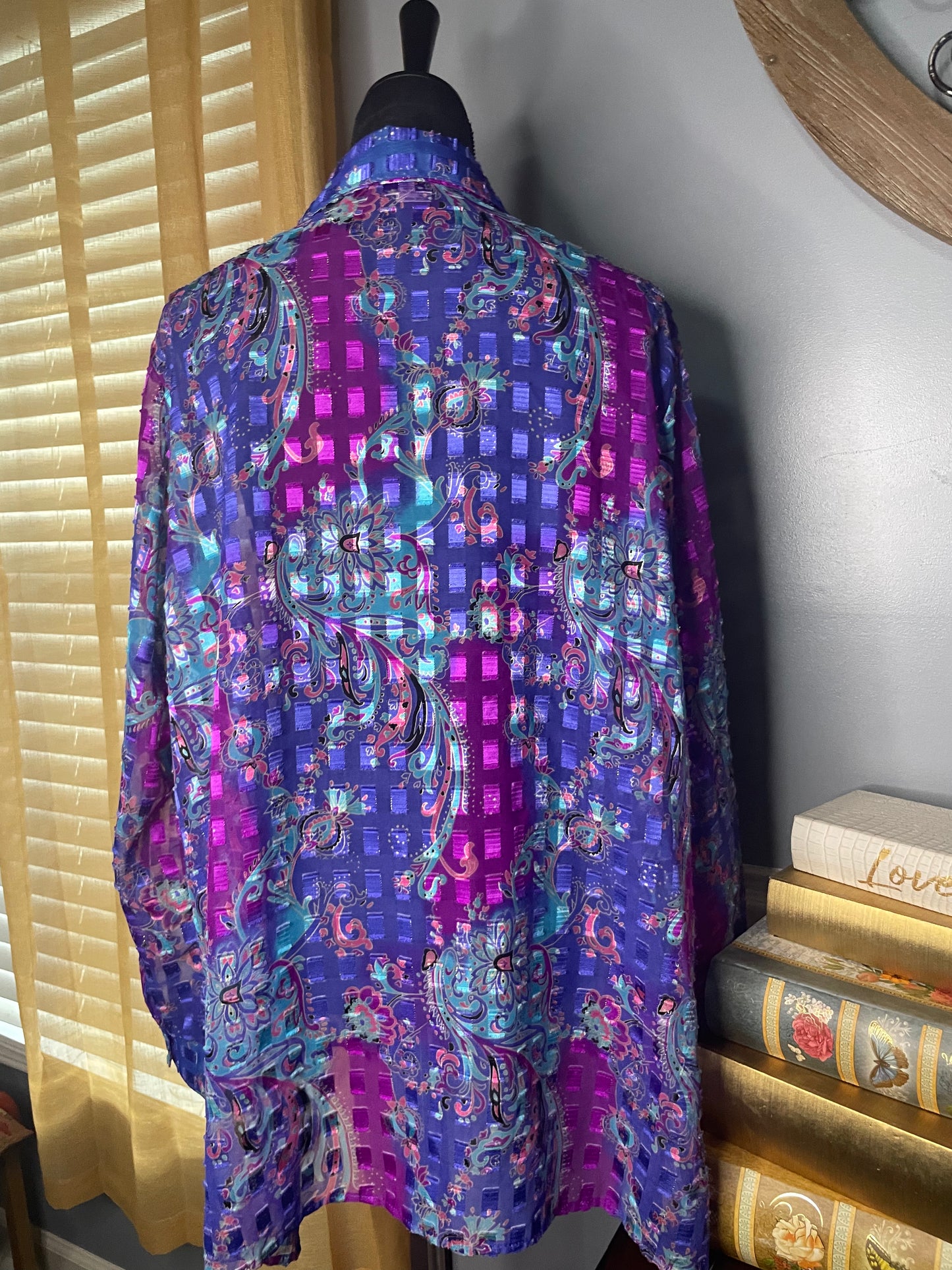 Notations purple/blue blouse