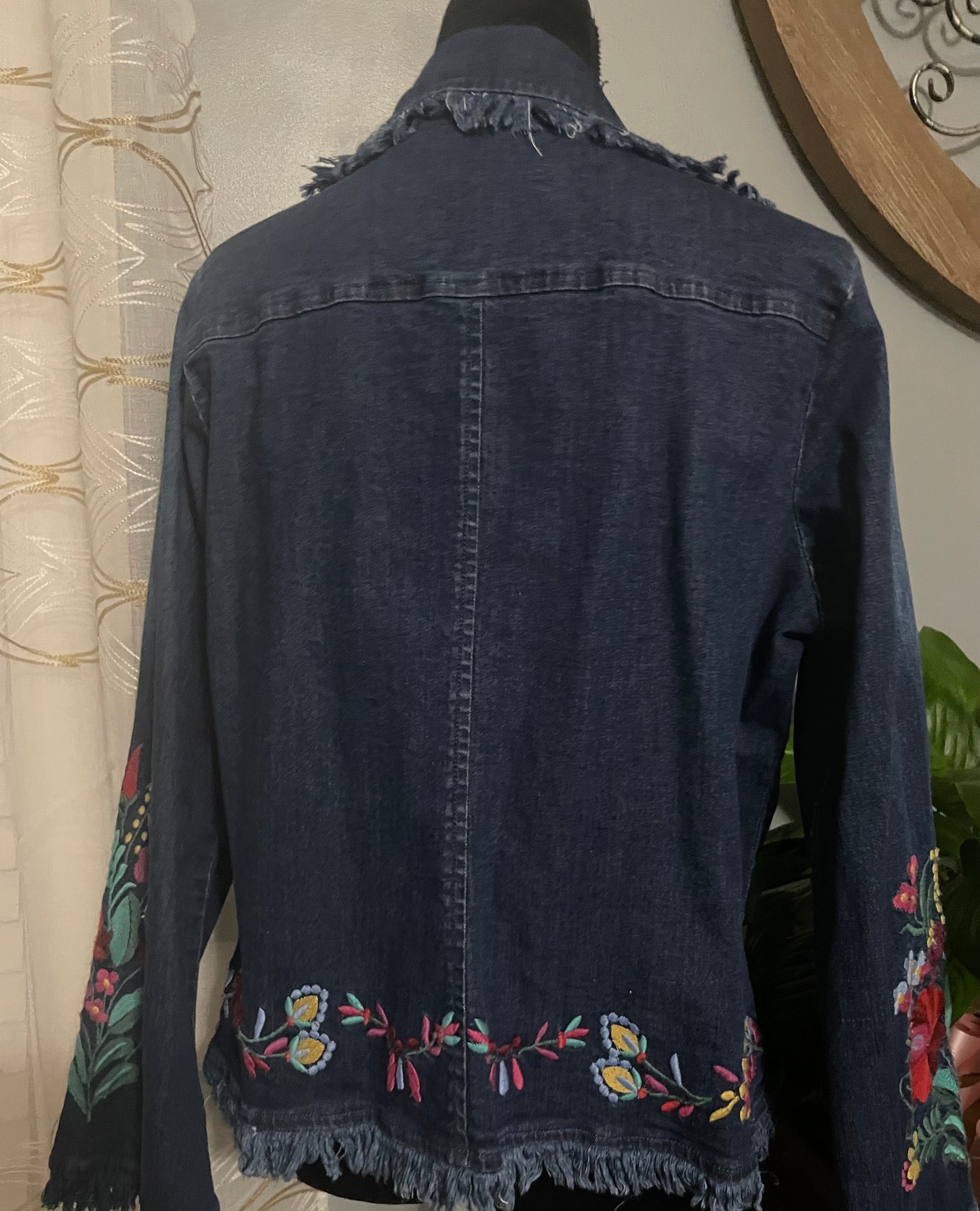 Avani Denim Embroidered Blazer