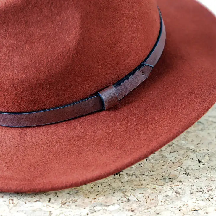 Wool Felt Fedora with Faux Leather Strap