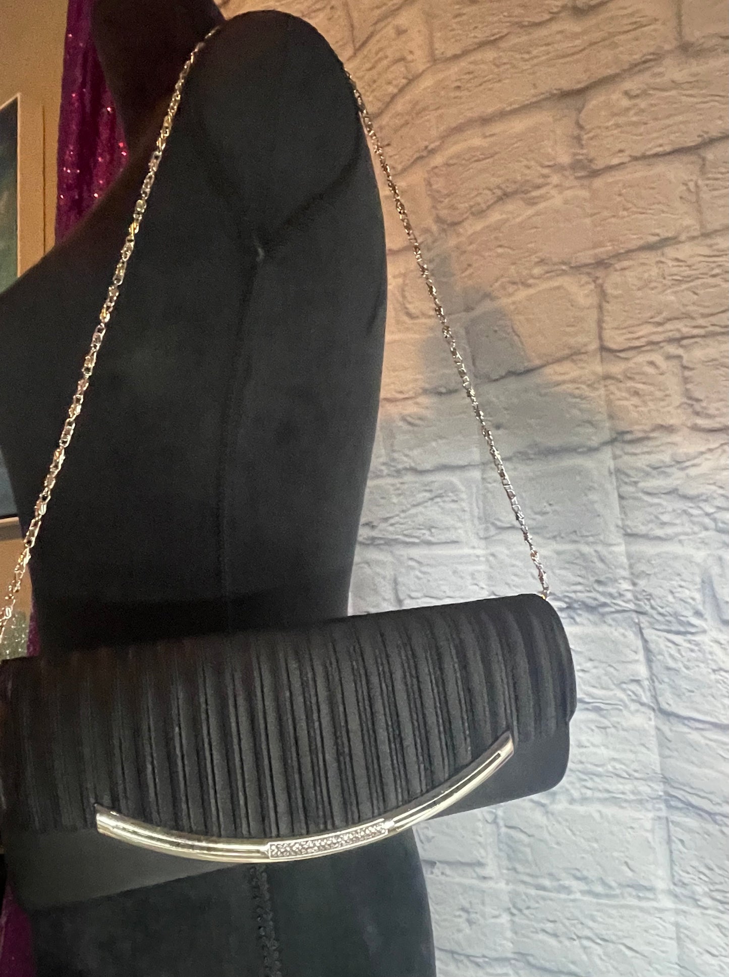 Black Clutch with Silver and Rhinestones