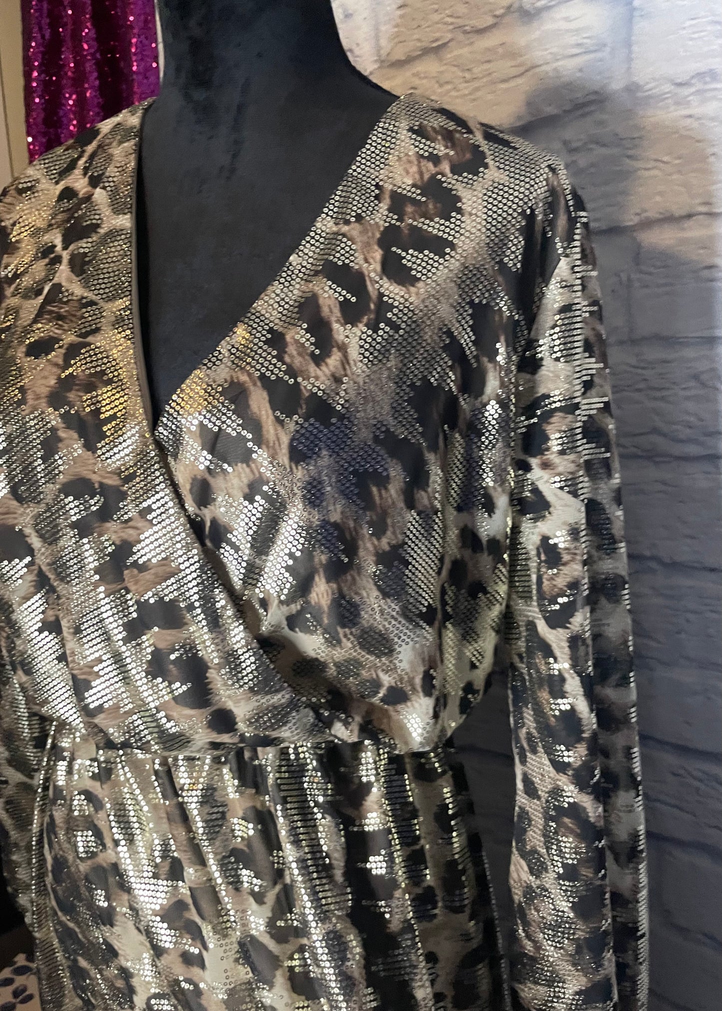 Adrienne Gold Metallic Animal Print Dress