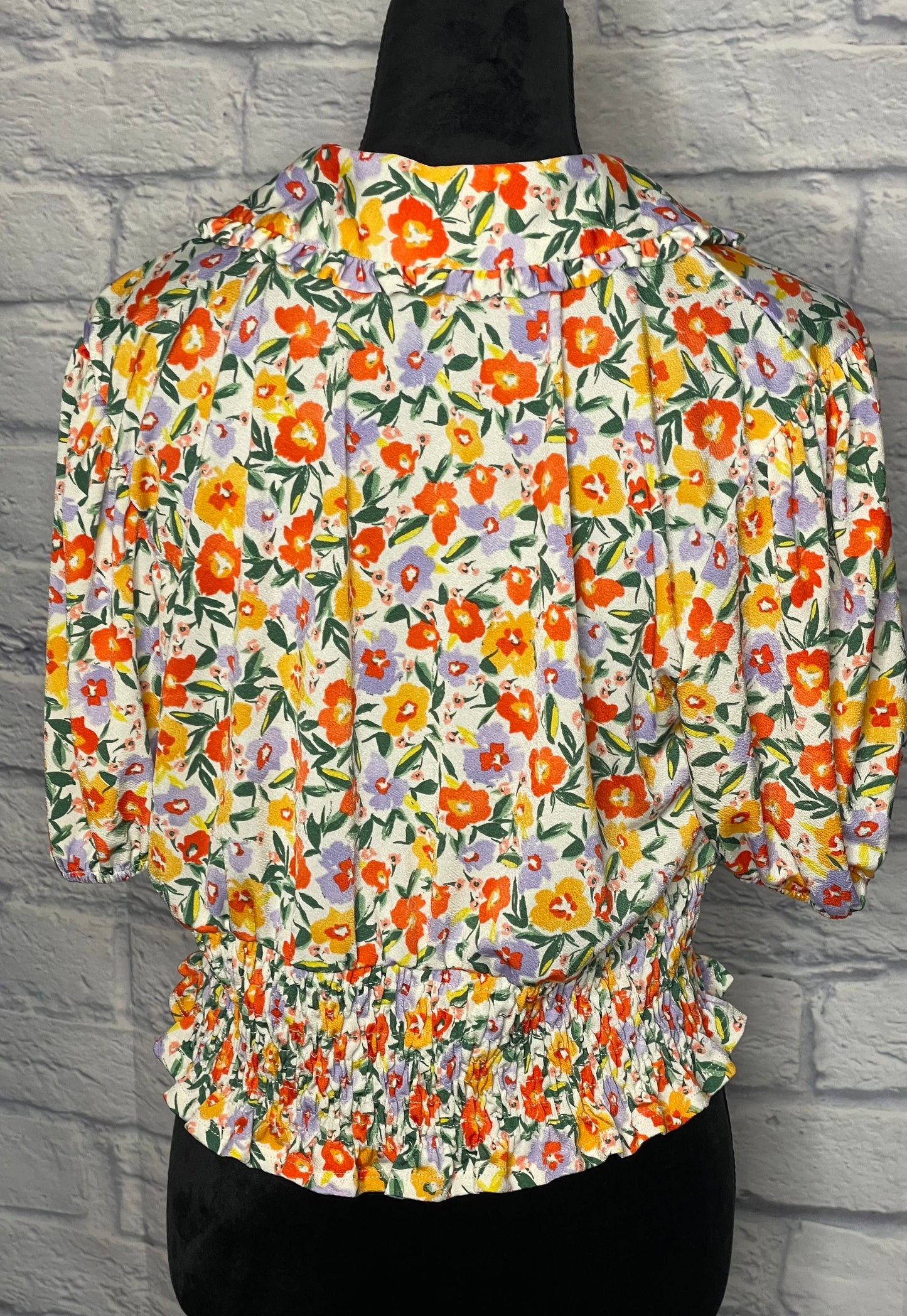 Yellow/White Multi-Flowered Crop Top