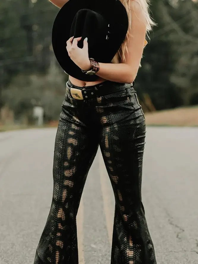 Snake Texture Bell Bottoms