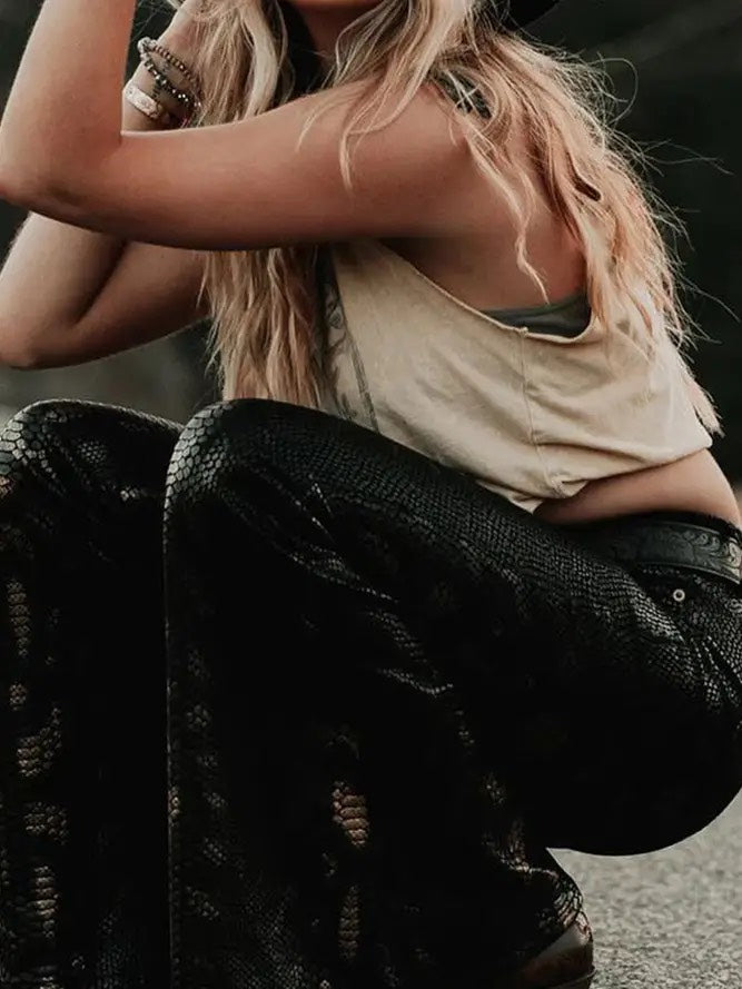 Snake Texture Bell Bottoms