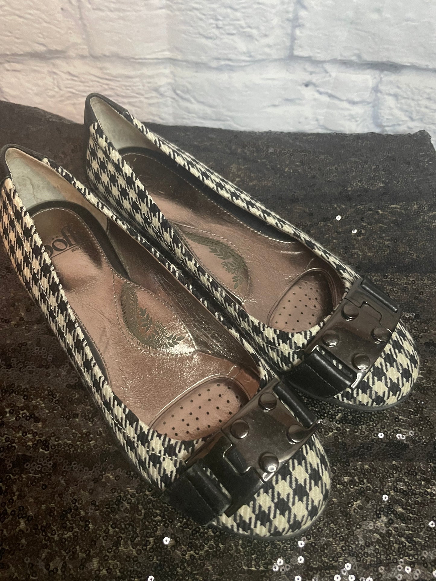 Sofi Black/white Houndstooth Flats