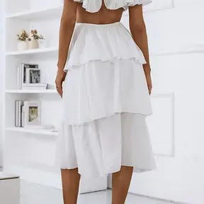 Spaghetti Waist Cut-out Ruffle Split Dress