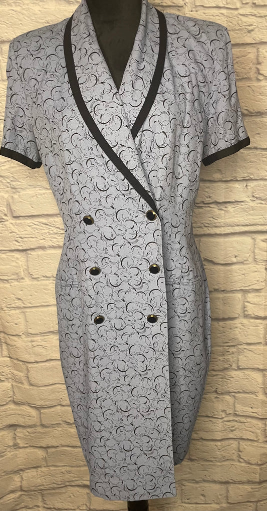 Vintage Baby Blue/Black Blazer Dress