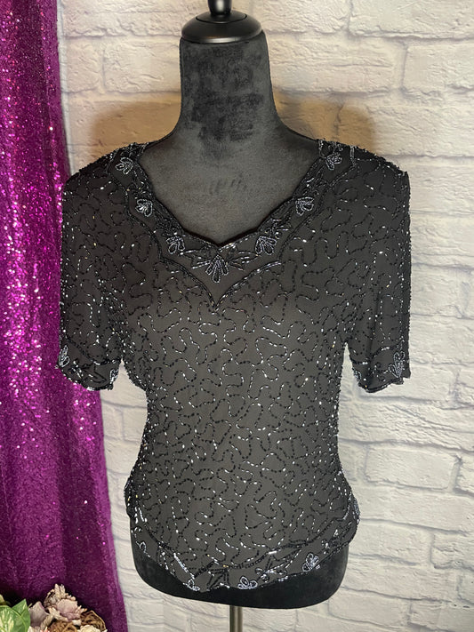 Stage Accents Black Beaded Top