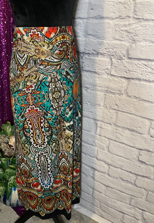Beige Multi Print Skirt
