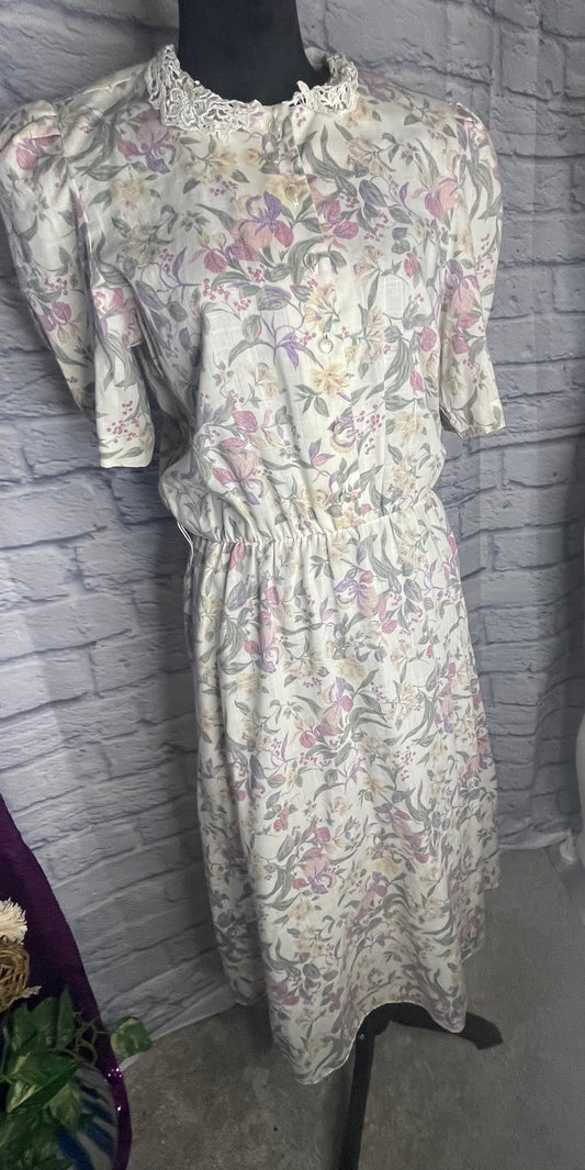 Vintage 1980's Stuart Alan Pastel Floral Dress
