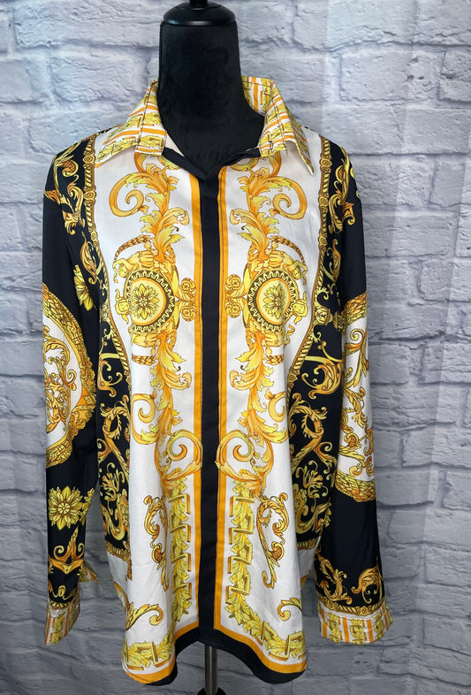Black/Yellow Print Blouse