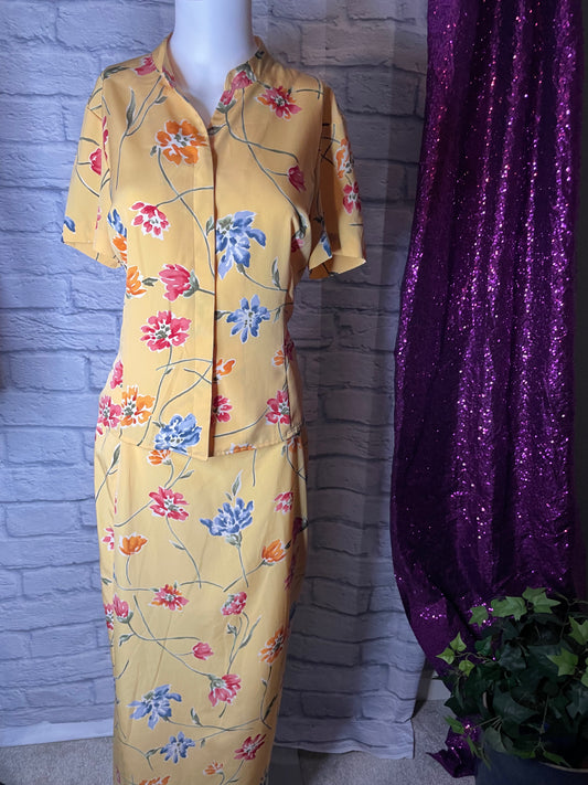 Yellow Multi-Colored 2 piece Skirt Set